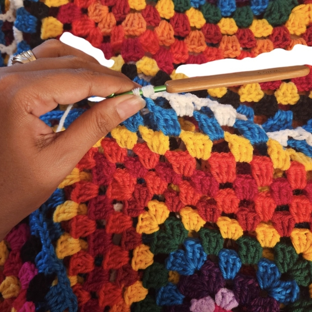 Sustainable Handmade Grannycore Crochet Dress Boho Festival Rainbow Cover-Up - Picture 14 of 17